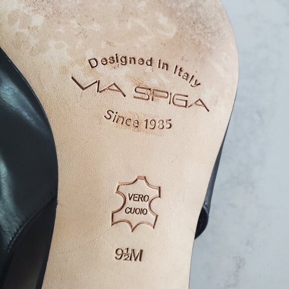 Via Spiga Black Leather Kitten Heel Slingback Heels  9.5M - Picture 12 of 13